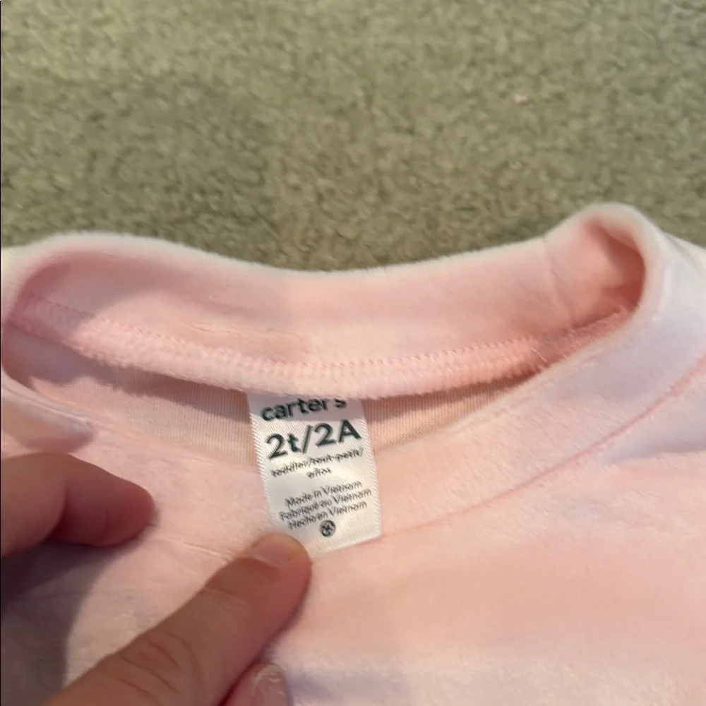 Carter's Pink Ruffle Sleeve velour Toddler Outfit